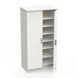 Scarpiera Alcudia, Mobile multifunzionale, Mobiletto scarpiera, Guardaroba porta scarpe, 55x36h108 cm, Bianco