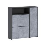 Scarpiera Aldaya, Portascarpe salvaspazio, Scarpiera da ingresso, Mobile a 3 ante a ribalta-, 92x27h94 cm, Antracite, Cemento