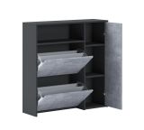 Scarpiera Aldaya, Portascarpe salvaspazio, Scarpiera da ingresso, Mobile a 3 ante a ribalta-, 92x27h94 cm, Antracite, Cemento