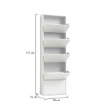 Scarpiera Alginet, Portascarpe salvaspazio, Scarpiera da ingresso, Mobile porta scarpe a 5 ante in metallo, 50x15h169 cm, Bianco