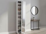 Scarpiera alta bianca 50x182h cm anta a specchio - Asiago