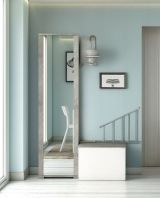 Scarpiera alta bianca e cemento 50x182h cm con specchio - Asiago