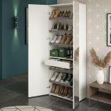 Scarpiera Alta con Specchio Reversibile 72x37x195h cm Bianca con 2 Ante 6 Ripiani e 1 Cassetto Made in Italy – Eracle