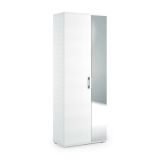 Scarpiera Alta con Specchio Reversibile 72x37x195h cm Bianca con 2 Ante 6 Ripiani e 1 Cassetto Made in Italy – Eracle
