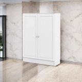 Scarpiera Ambre, Porta scarpe salvaspazio, Scarpiera da ingresso, Armadio scarpiera con anta, 79x28 h107 cm, Bianco