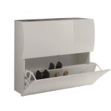 Scarpiera Andrea, Mobile multiuso a 2 ante a ribalta-, Portascarpe da ingresso, 100% Made in Italy, cm 101x27h82, Bianco lucido