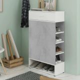 Scarpiera aperta con 1 cassetto cemento e bianca 67x119h cm - Idea