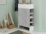 Scarpiera aperta con 1 cassetto cemento e bianca 67x119h cm - Idea