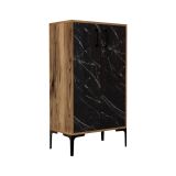 Scarpiera Apus, Mobile portascarpe, Armadio da ingresso multiuso, Mobiletto per calzature, 60x35 h111 cm, Noce e Nero