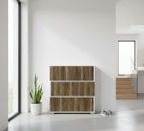 Scarpiera Baten, Porta scarpe salvaspazio , Armadio da ingresso multiuso, Mobile per calzature, 90x30h93 cm, Bianco e Noce