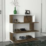 Scarpiera Baten, Porta scarpe salvaspazio , Armadio da ingresso multiuso, Mobile per calzature, 90x30h93 cm, Bianco e Noce