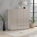 Scarpiera Beige Cashmere 24 Paia 10 Ripiani 120x34x115h cm, 3 Ante Made in Italy - Sotto