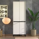 Scarpiera Beige Nero 9 Ripiani 4 Ante 80x40x205.5h cm, Piedini Inclusi - Peligni