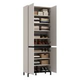 Scarpiera Beige Nero 9 Ripiani 4 Ante 80x40x205.5h cm, Piedini Inclusi - Peligni