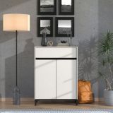 Scarpiera Beige Nero un Cassetto 4 Ripiani 80x40x109.5h cm, 2 Ante - Ilarione
