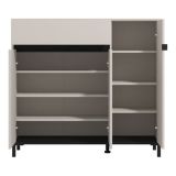 Scarpiera Beige Nero un Cassetto 6 Ripiani 118.5x40x109.5h cm, 3 Ante - Orotelli