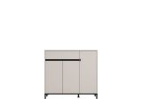 Scarpiera Beige Nero un Cassetto 6 Ripiani 118.5x40x109.5h cm, 3 Ante - Orotelli
