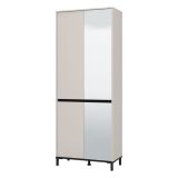 Scarpiera Beige Rovere Nodi Nero 9 Ripiani con Specchio 80x40x205.5h cm, 4 Ante - Scansano