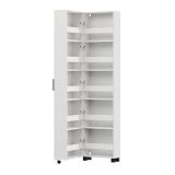 Scarpiera Bianco 10 Ripiani Un'anta 46x33x185h cm, Ante con Doppia Capienza, Apertura con Ruote - Visby