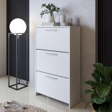 Scarpiera Bianco 3 Ripiani 6 Vani 69x28x115h cm, 3 Ante - Seggiano