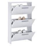 Scarpiera Bianco 3 Ripiani 6 Vani 69x28x115h cm, 3 Ante - Seggiano