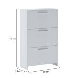 Scarpiera Bianco 3 Ripiani 6 Vani 69x28x115h cm, 3 Ante - Seggiano