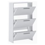 Scarpiera Bianco 3 Ripiani 6 Vani 69x28x115h cm, 3 Ante - Seggiano
