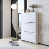 Scarpiera Bianco 3 Vani 3 Ante 69x17x115h cm, Chiusura a Ribalta - Ossi