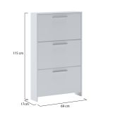 Scarpiera Bianco 3 Vani 3 Ante 69x17x115h cm, Chiusura a Ribalta - Ossi