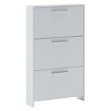 Scarpiera Bianco 3 Vani 3 Ante 69x17x115h cm, Chiusura a Ribalta - Ossi