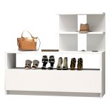 Scarpiera Bianco 4 Ripiani 12 Paia 100x30x85h cm, Un'anta - Sinni