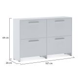 Scarpiera Bianco 4 Ripiani 8 Vani 120x28x79h cm, 4 Ante - Moruzzo