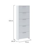 Scarpiera Bianco 5 Ripiani 10 Vani 69x28x187h cm, 5 Ante - Ghisalba