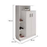 Scarpiera Bianco 5 Ripiani 7 Vani 90x35x140h cm, 2 Ante - Ruot