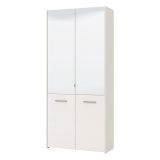 Scarpiera Bianco 8 Ripiani 4 Ante 89.5x37.5x199h cm, con Specchio - Trabia