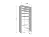 Scarpiera Bianco 8 Ripiani 4 Ante 89.5x37.5x199h cm, con Specchio - Trabia