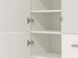 Scarpiera Bianco 8 Ripiani 4 Ante 89.5x37.5x199h cm, con Specchio - Trabia