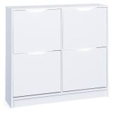 Scarpiera Bianco 8 Vani 2 Ante 100x25x90h cm, Chiusura a Ribalta - Gagliole