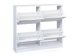 Scarpiera Bianco 8 Vani 2 Ante 100x25x90h cm, Chiusura a Ribalta - Gagliole