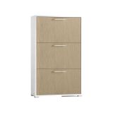 Scarpiera Bianco Beige un Ripiano 18 Paia 67x28x112h cm, 3 Vani - Entellina