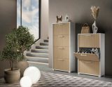 Scarpiera Bianco Beige un Ripiano 18 Paia 67x28x112h cm, 3 Vani - Entellina