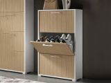 Scarpiera Bianco Beige un Ripiano 18 Paia 67x28x112h cm, 3 Vani - Entellina