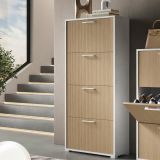 Scarpiera Bianco Beige un Ripiano 24 Paia 67x28x147h cm, 4 Vani - Pienza