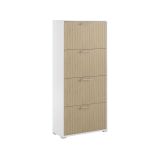 Scarpiera Bianco Beige un Ripiano 24 Paia 67x28x147h cm, 4 Vani - Pienza