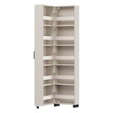 Scarpiera Bianco Crema 10 Ripiani Un'anta 46x33x185h cm, Ante con Doppia Capienza, Apertura con Ruote - Visby
