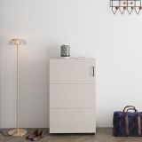 Scarpiera Bianco Crema 6 Ripiani Un'anta 68x33x113h cm, Ante con Doppia Capienza, Apertura con Ruote - Porvoo