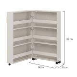 Scarpiera Bianco Crema 6 Ripiani Un'anta 68x33x113h cm, Ante con Doppia Capienza, Apertura con Ruote - Porvoo
