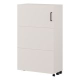 Scarpiera Bianco Crema 6 Ripiani Un'anta 68x33x113h cm, Ante con Doppia Capienza, Apertura con Ruote - Porvoo