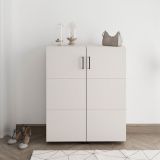 Scarpiera Bianco Crema 9 Ripiani 2 Ante 92x33x113h cm, Ante con Doppia Capienza, Apertura con Ruote - Ystad