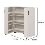 Scarpiera Bianco Crema 9 Ripiani 2 Ante 92x33x113h cm, Ante con Doppia Capienza, Apertura con Ruote - Ystad